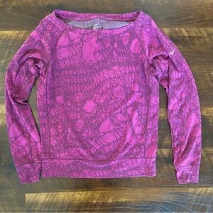 Nike Dri-Fit Patterned Long Sleeve Magenta Shirt size Small